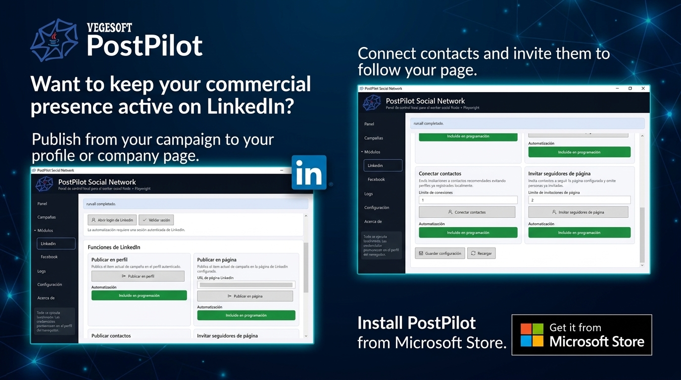 PostPilot Social Network · Microsoft Store · LinkedIn