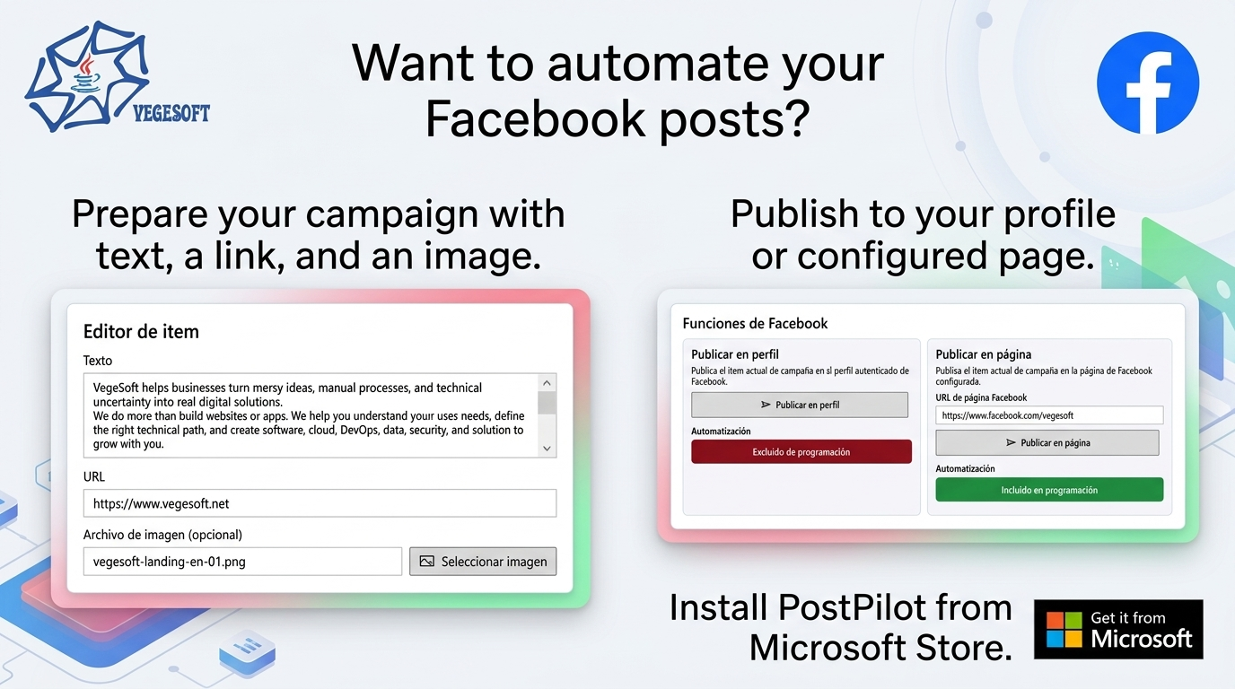 PostPilot Social Network · Microsoft Store · Facebook